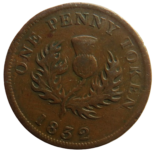 1832 Province of Nova Scotia One Penny Token