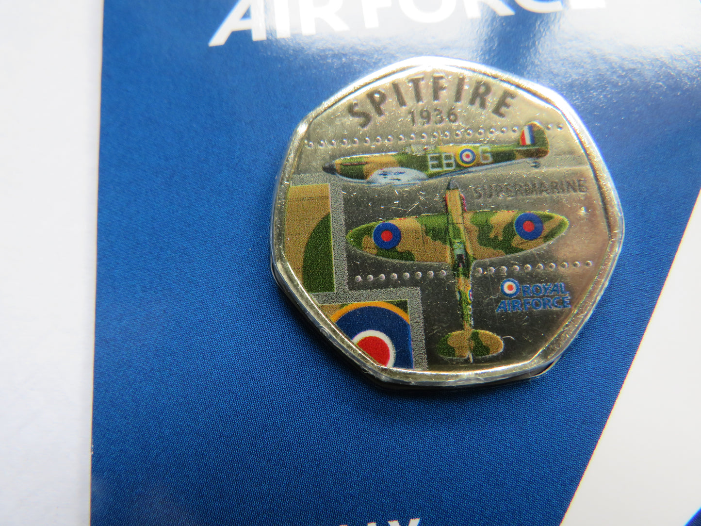 Royal Air Force Supermarine Spitfire Coin In Shape of 50p By Westminster