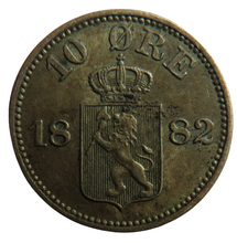 Load image into Gallery viewer, 1882 Norway Silver 10 Ore Coin
