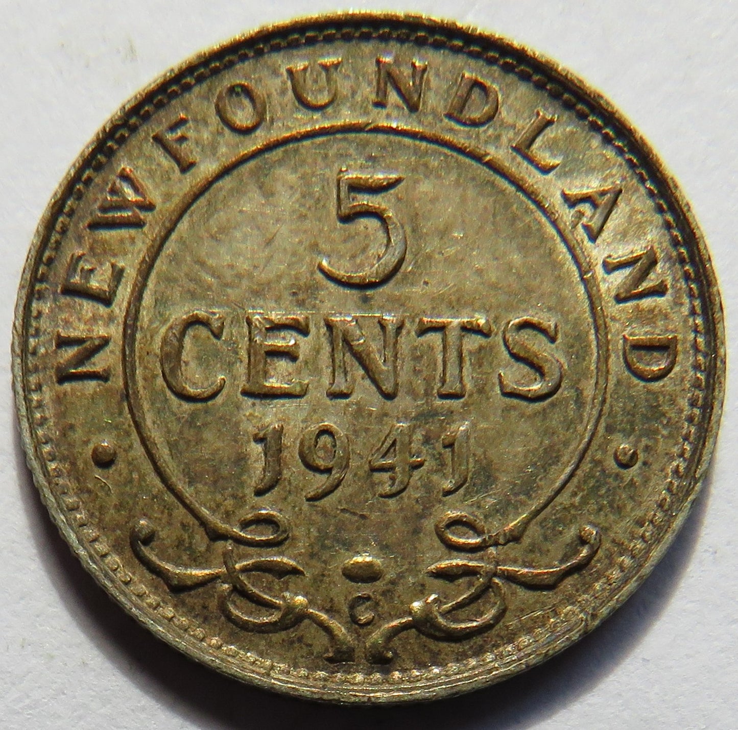 1941 King George VI Newfoundland Silver 5 Cents Coin High Grade