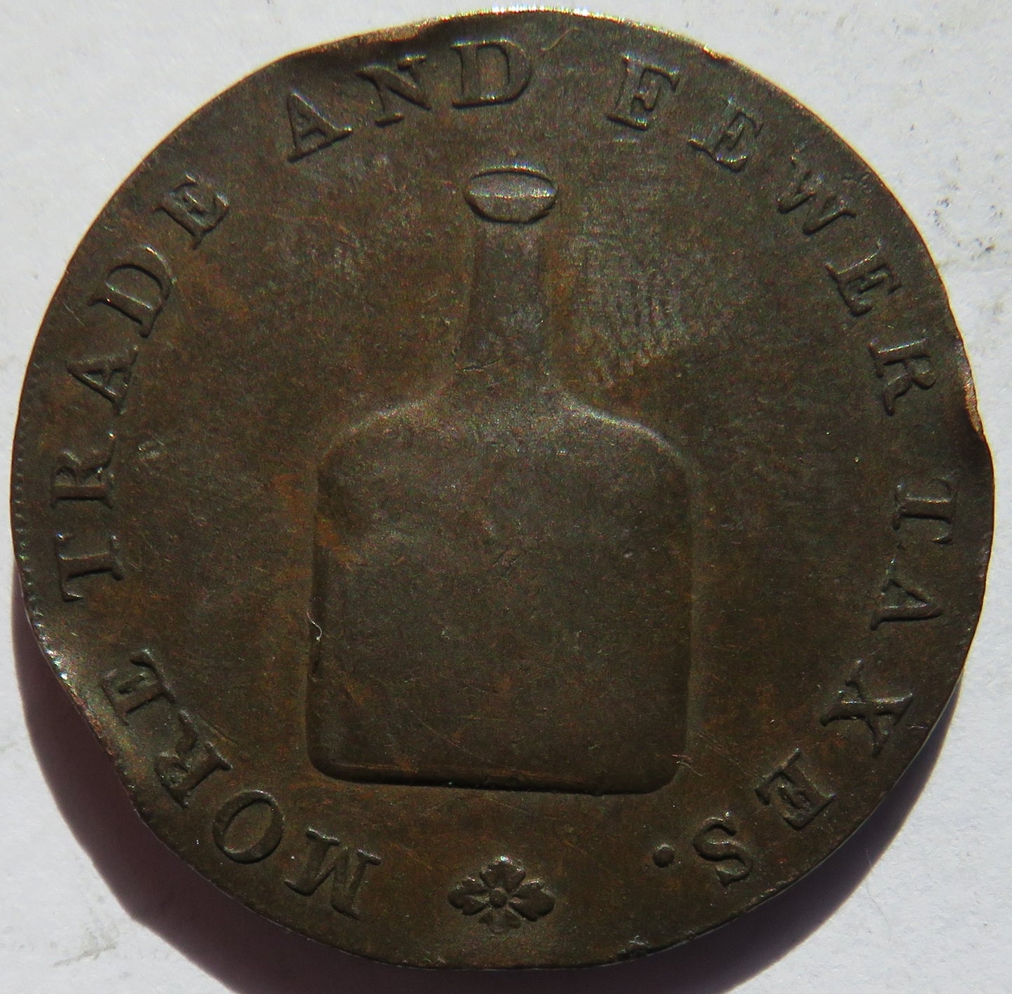 18thC Halfpenny Token More Trade and Fewer Taxes / Prosperity To Old England