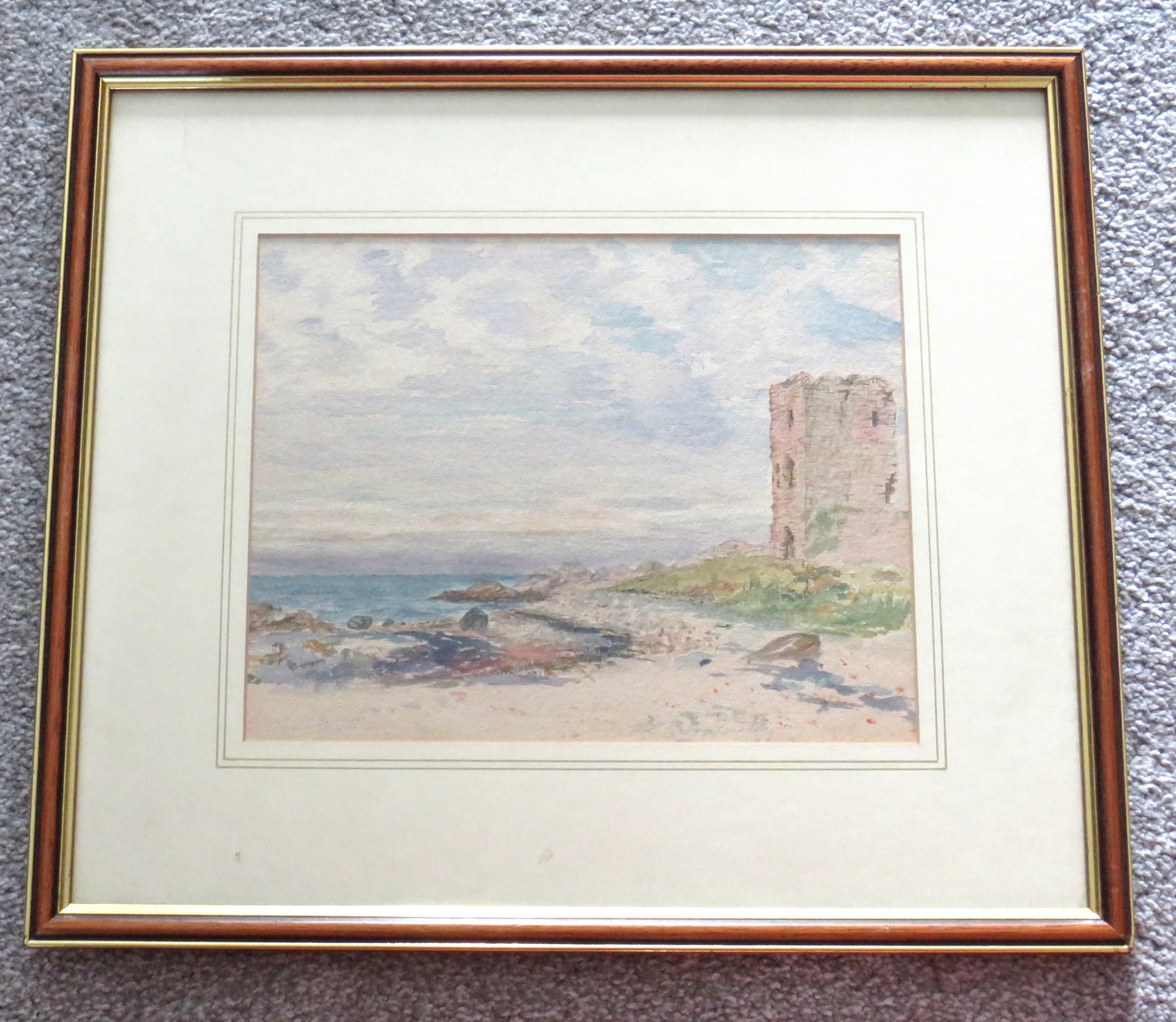Antique Watercolour Coastal / Castle Scene By Peter Wishart ARSA (SCOTTISH 1846 - 1932)