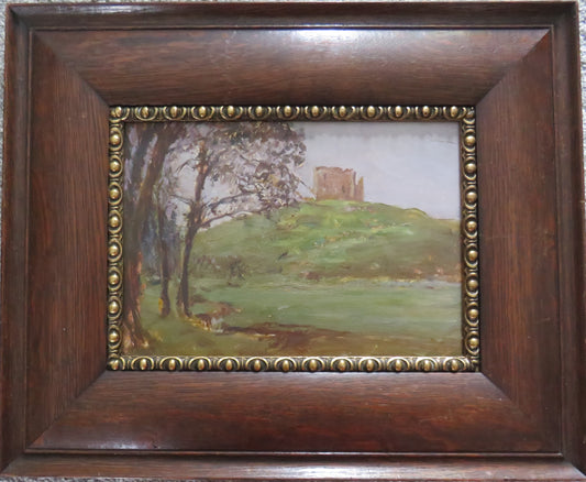 Vintage Wooden Frame In Arts and Crafts Style With Oil Painting