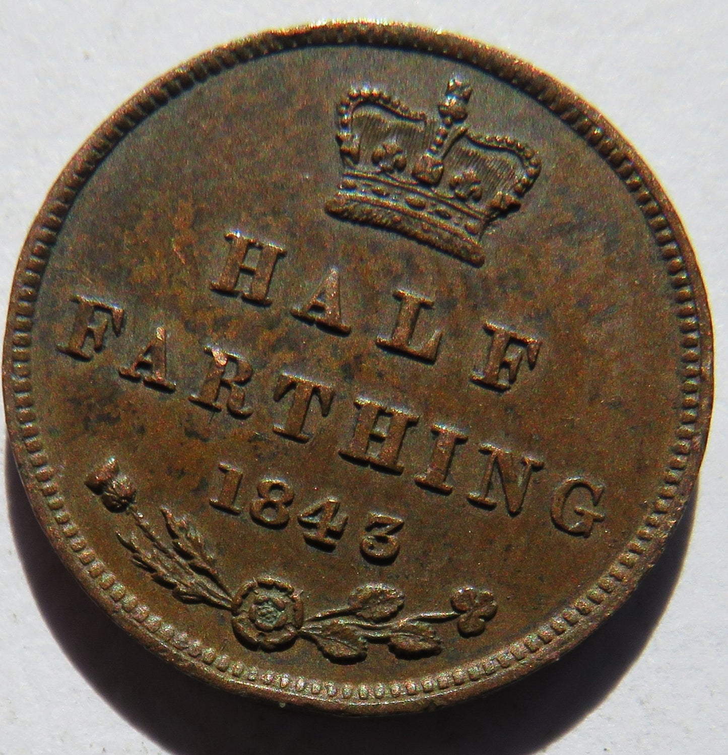 1843 Queen Victoria 1/2 Half-Farthing Coin - Great Britain