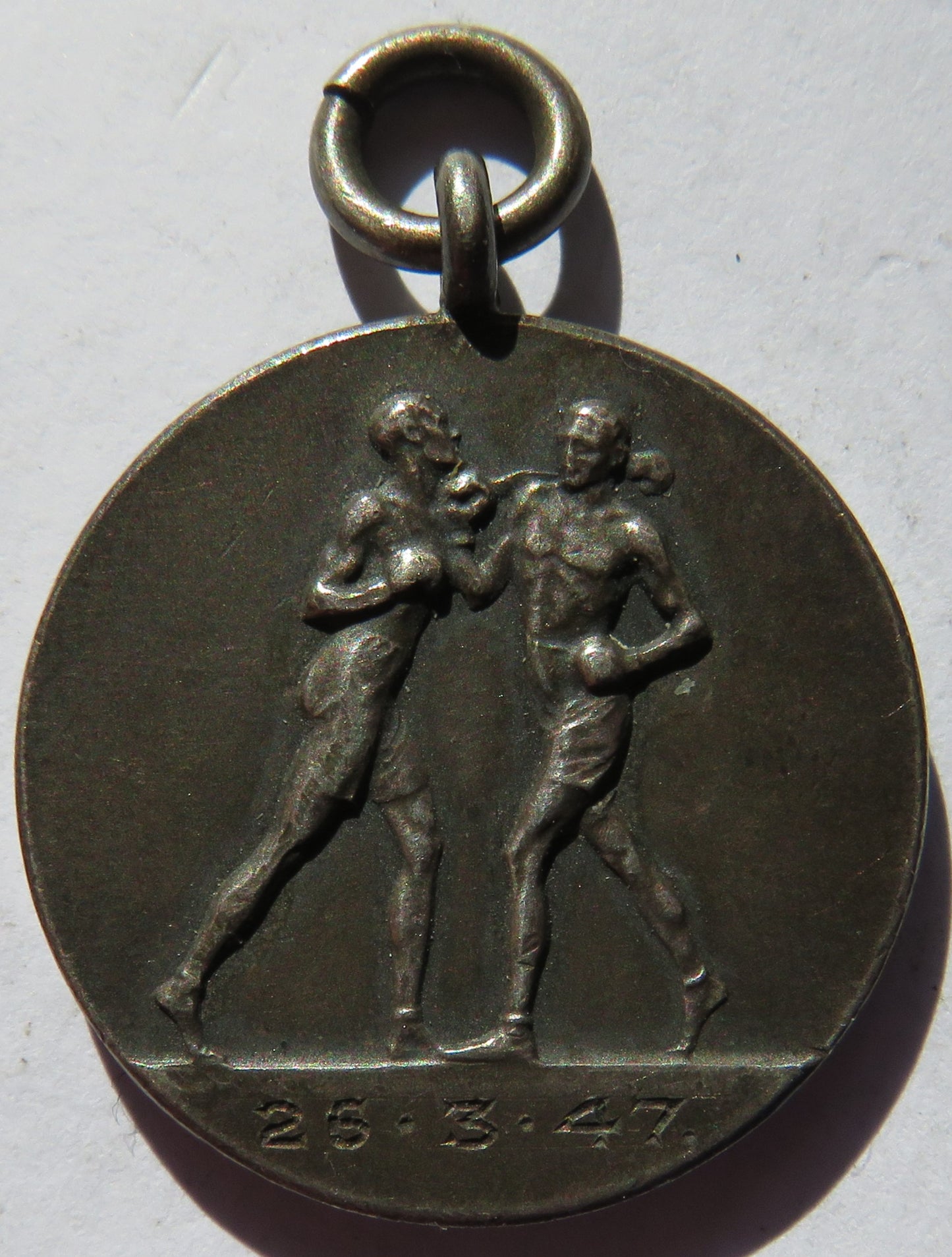 Antique Army Boxing Medal - White Metal - 1947