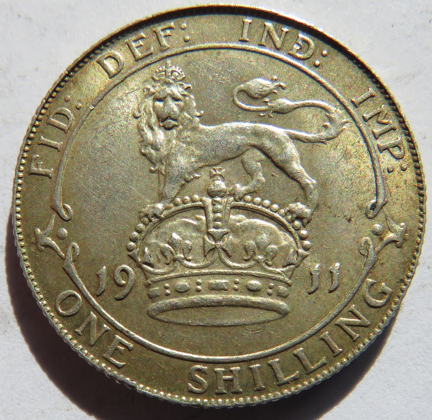 1911 King George V Silver Shilling Coin In High Grade