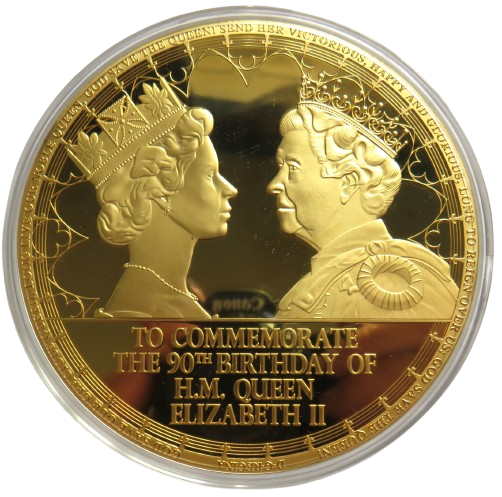 90th Birthday of H.M. Queen Elizabeth Large Commemorative Coin / Medal 100mm