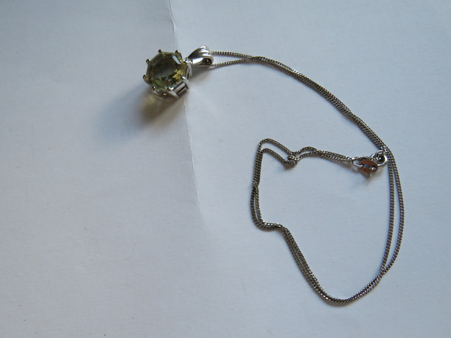 Stylish Ladies Sterling Silver Necklace & Aquamarine Pendant