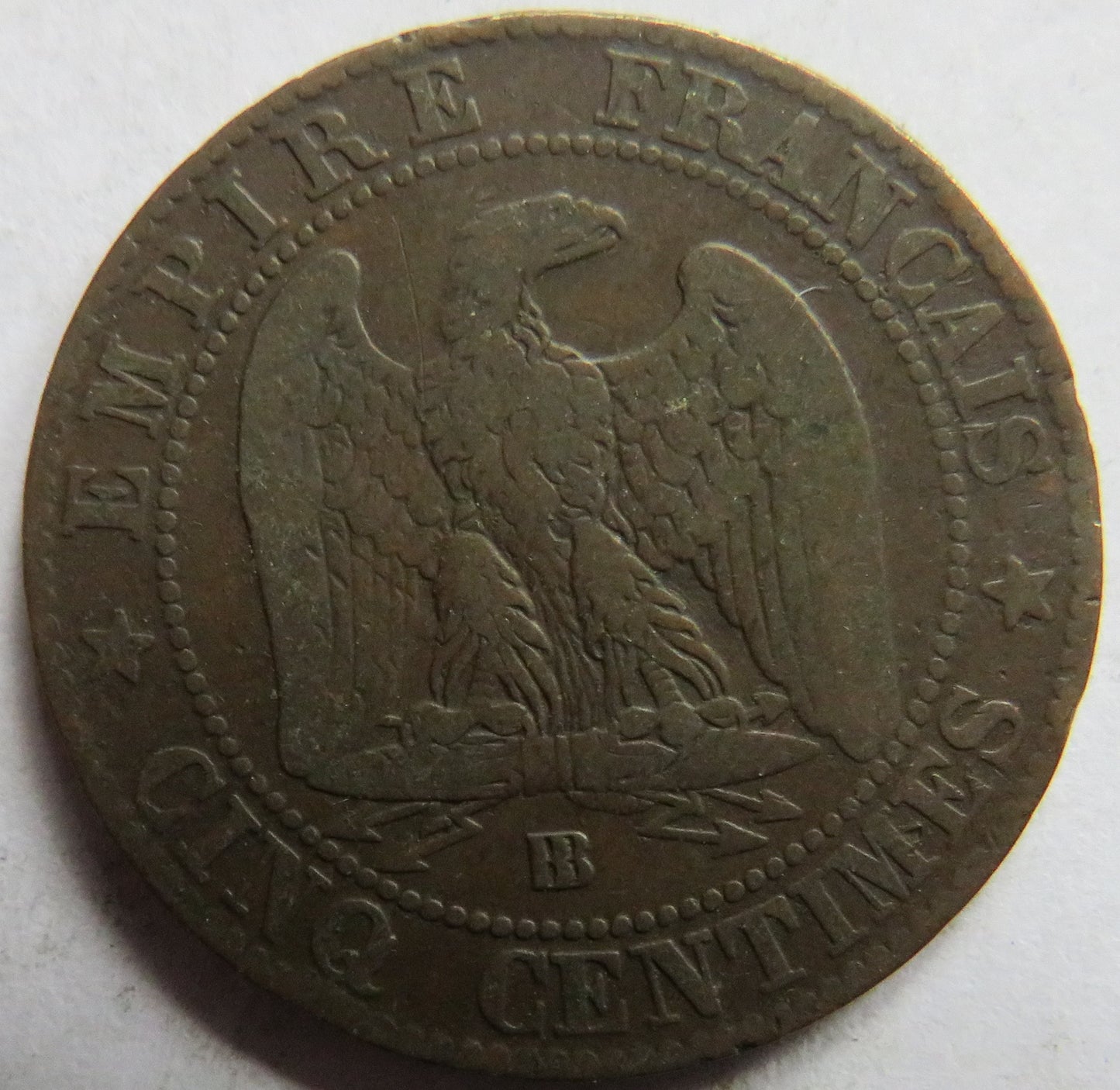 1863-BB France 5 Centimes Coin