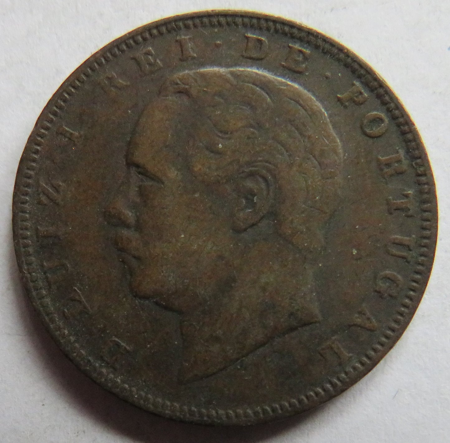 1882 Portugal 10 Reis Coin