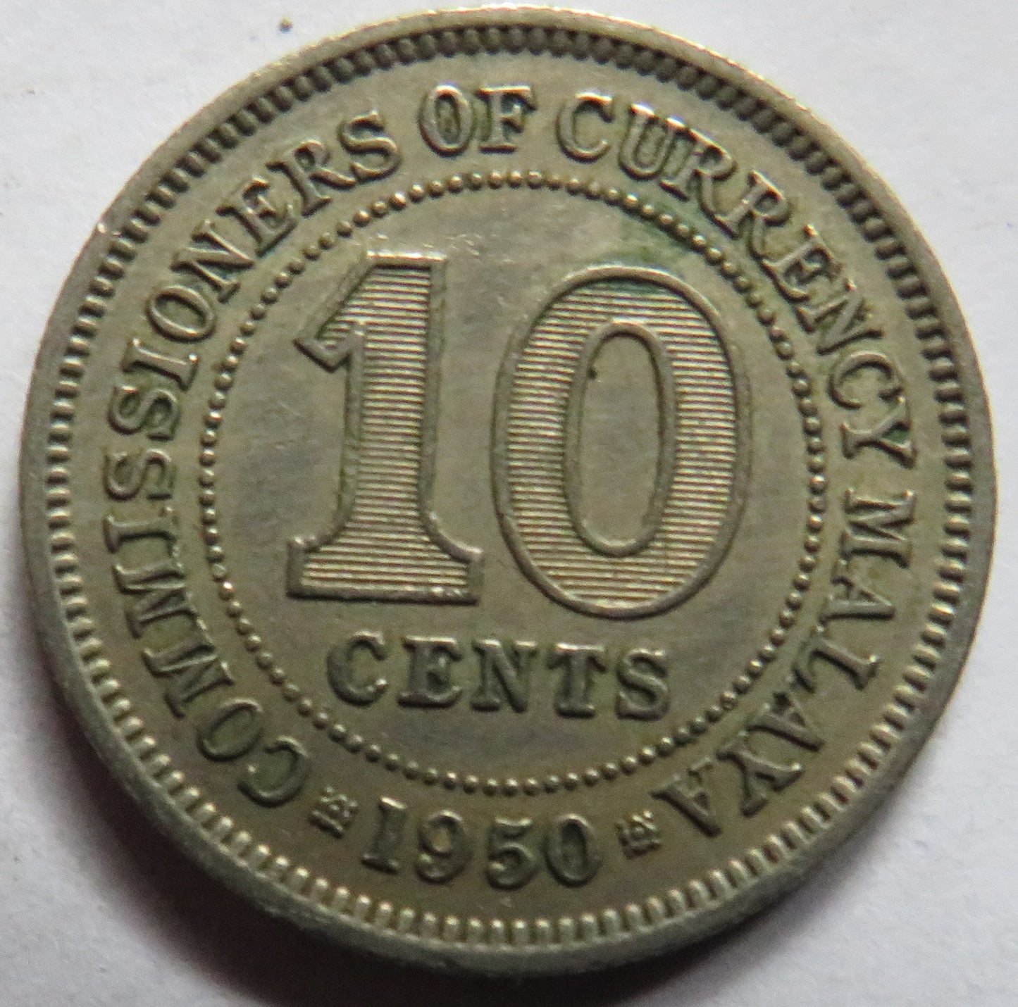 1950 Commissioners of Currency Malaya 10 Cents Coin