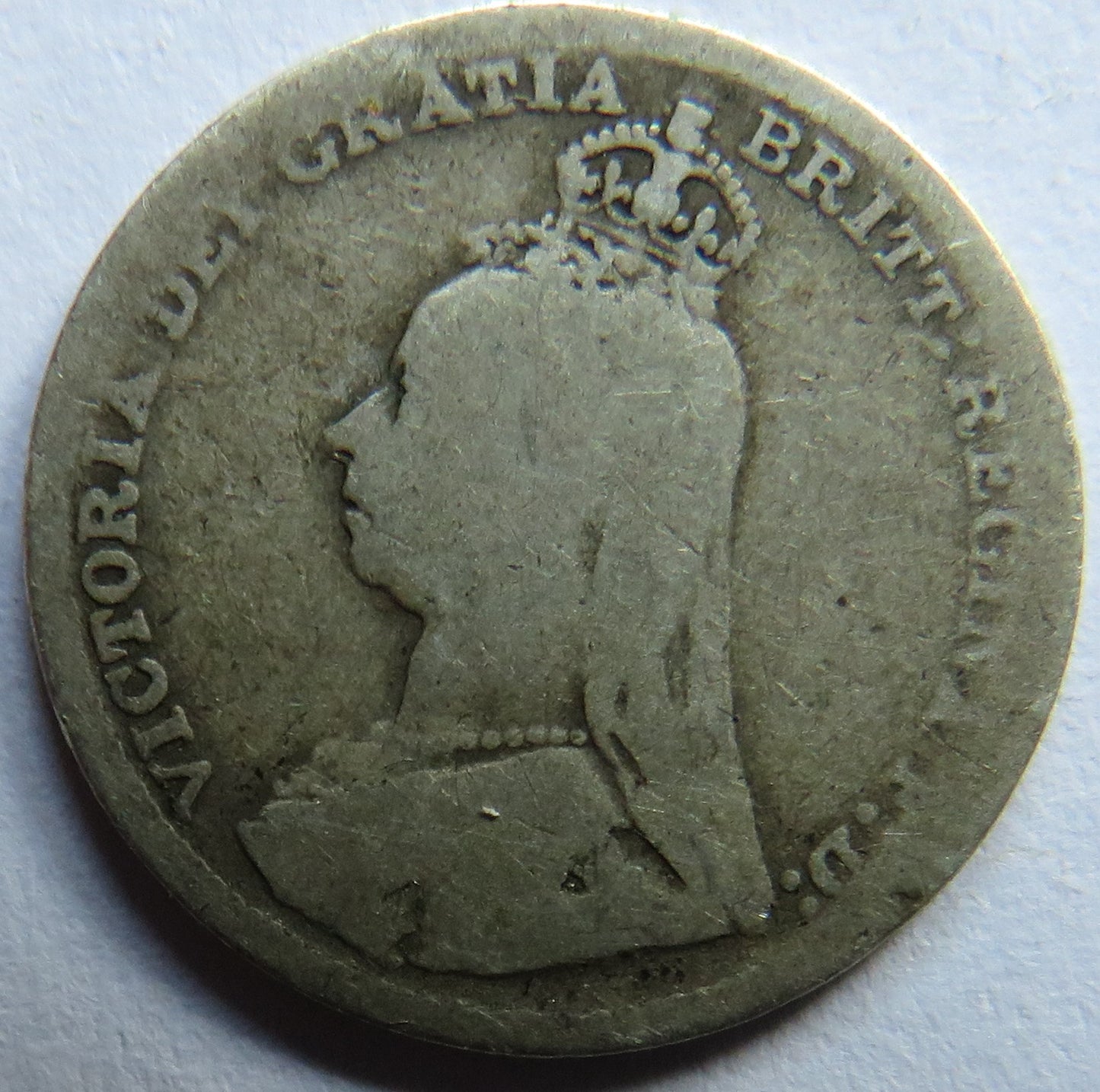 1890 Queen Victoria Jubilee Head Silver Threepence Coin - Great Britain