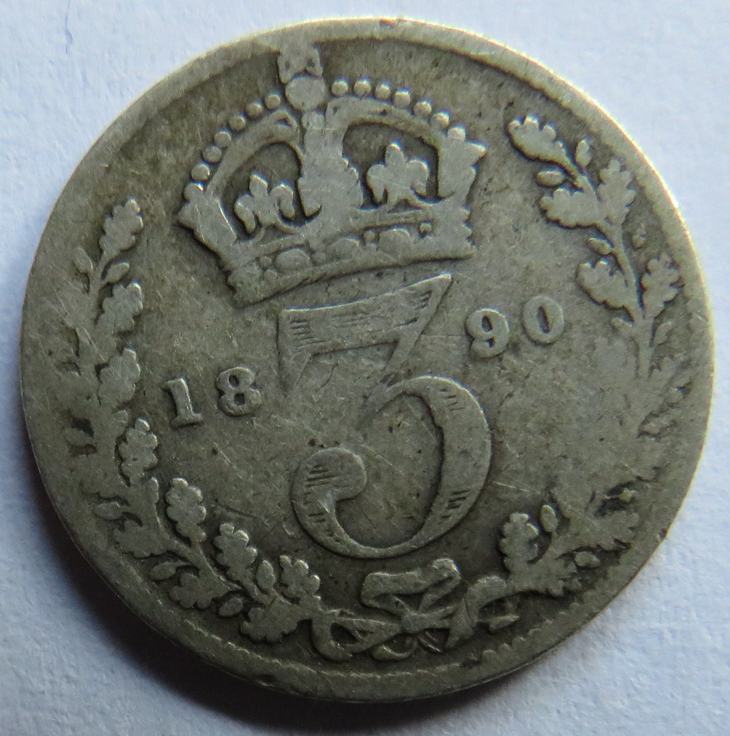 1890 Queen Victoria Jubilee Head Silver Threepence Coin - Great Britain