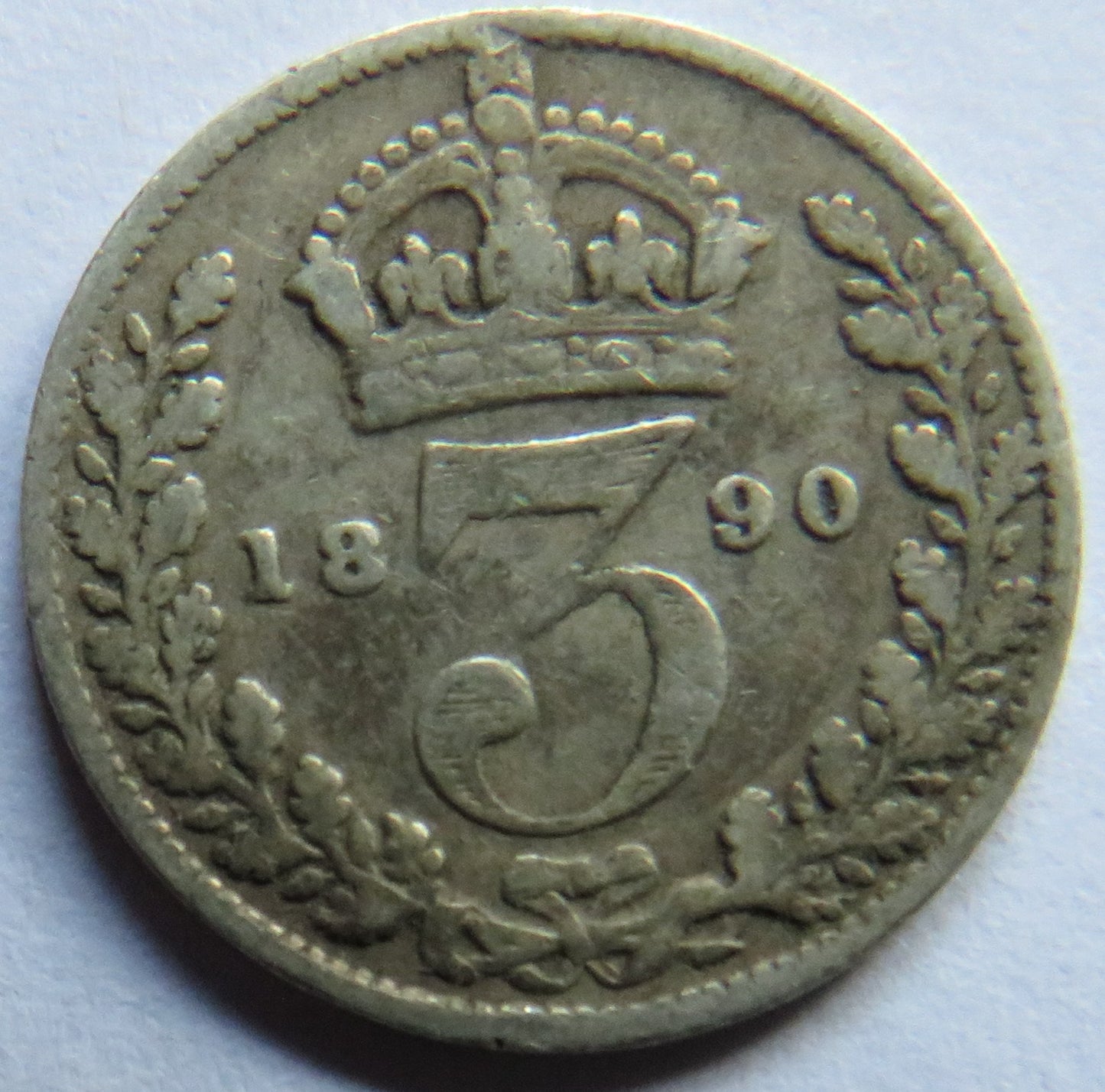 1890 Queen Victoria Jubilee Head Silver Threepence Coin - Great Britain