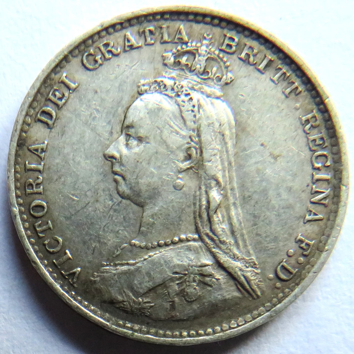 1887 Queen Victoria Jubilee Head Silver Threepence Coin - Great Britain