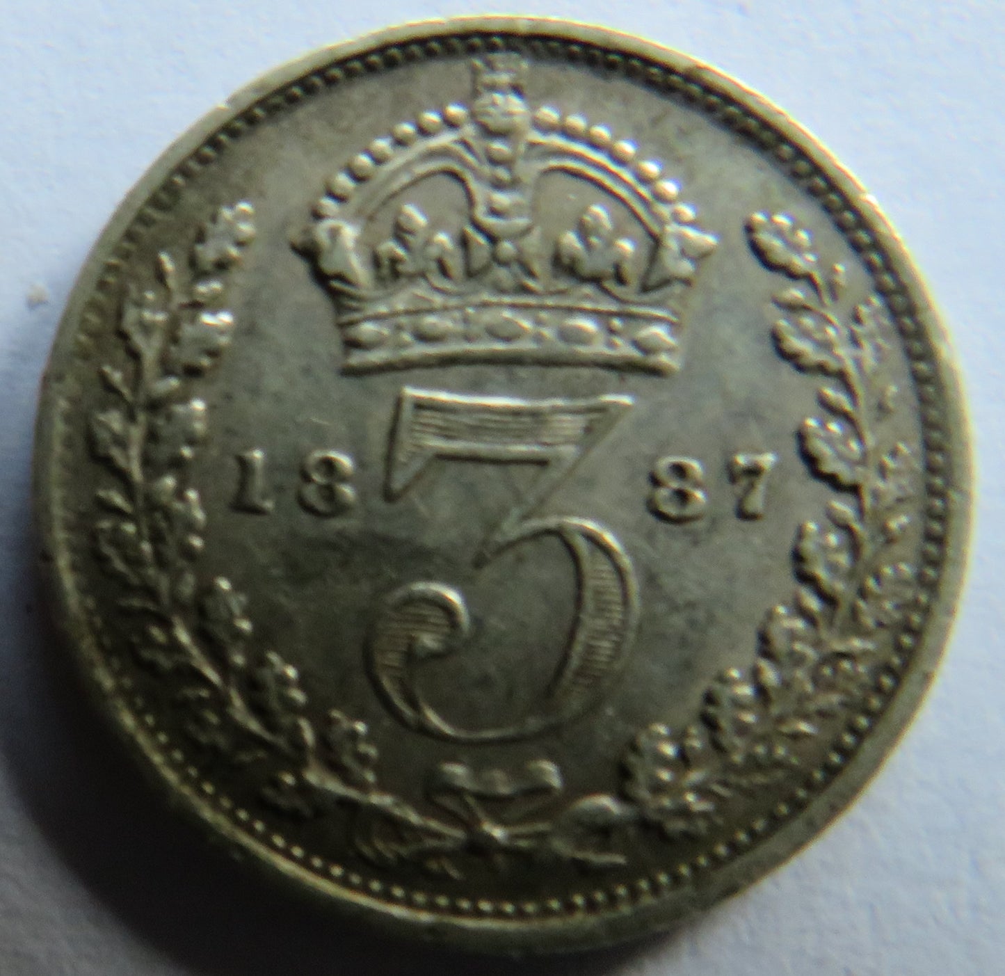 1887 Queen Victoria Jubilee Head Silver Threepence Coin - Great Britain