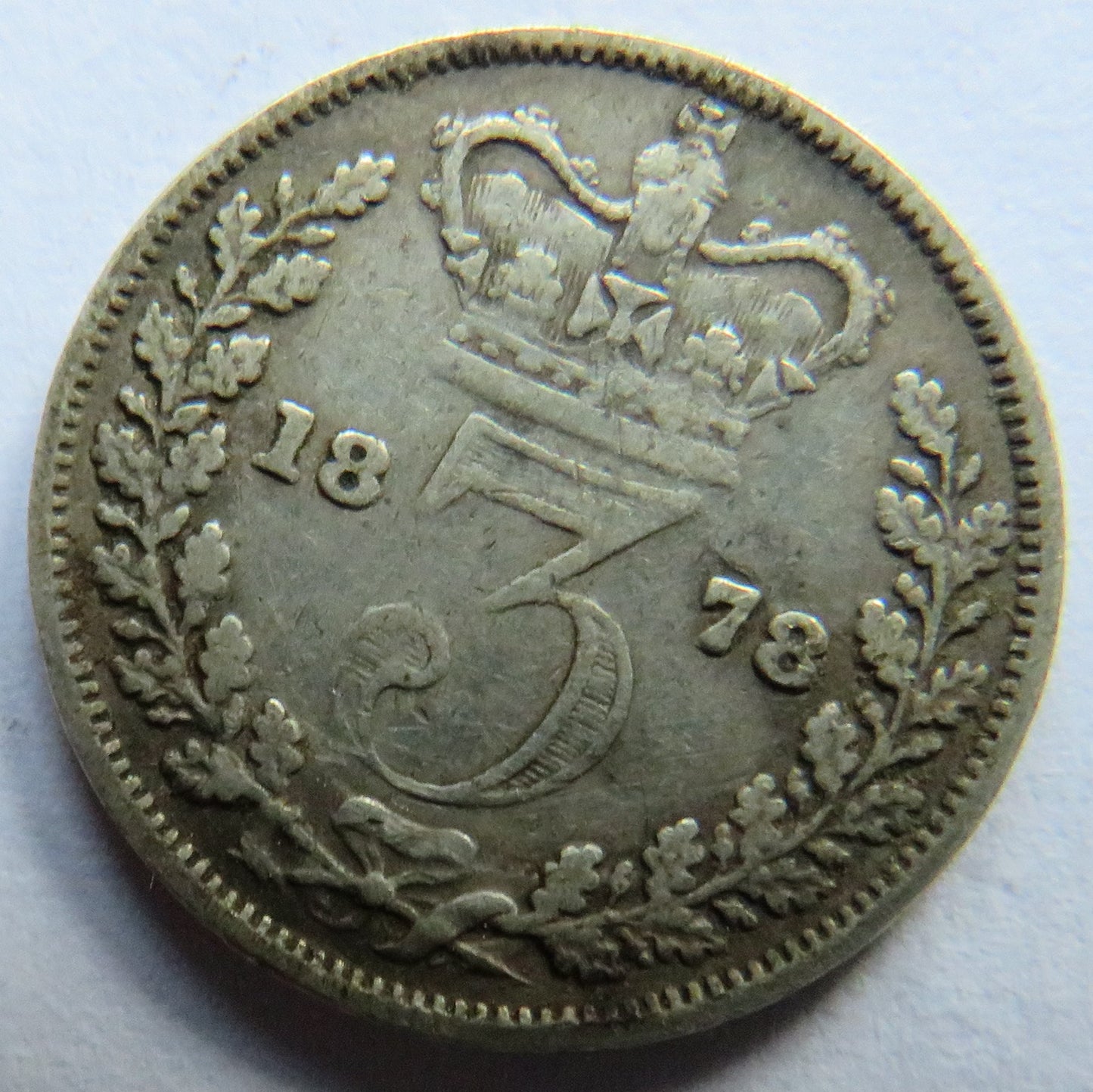 1878 Queen Victoria Young Head Silver Threepence Coin - Great Britain