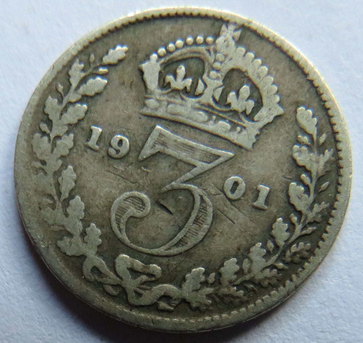 1901 Queen Victoria Silver Threepence Coin - Great Britain