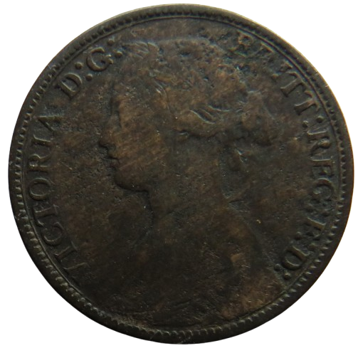 1862 Queen Victoria Bun Head Farthing Coin - Great Britain