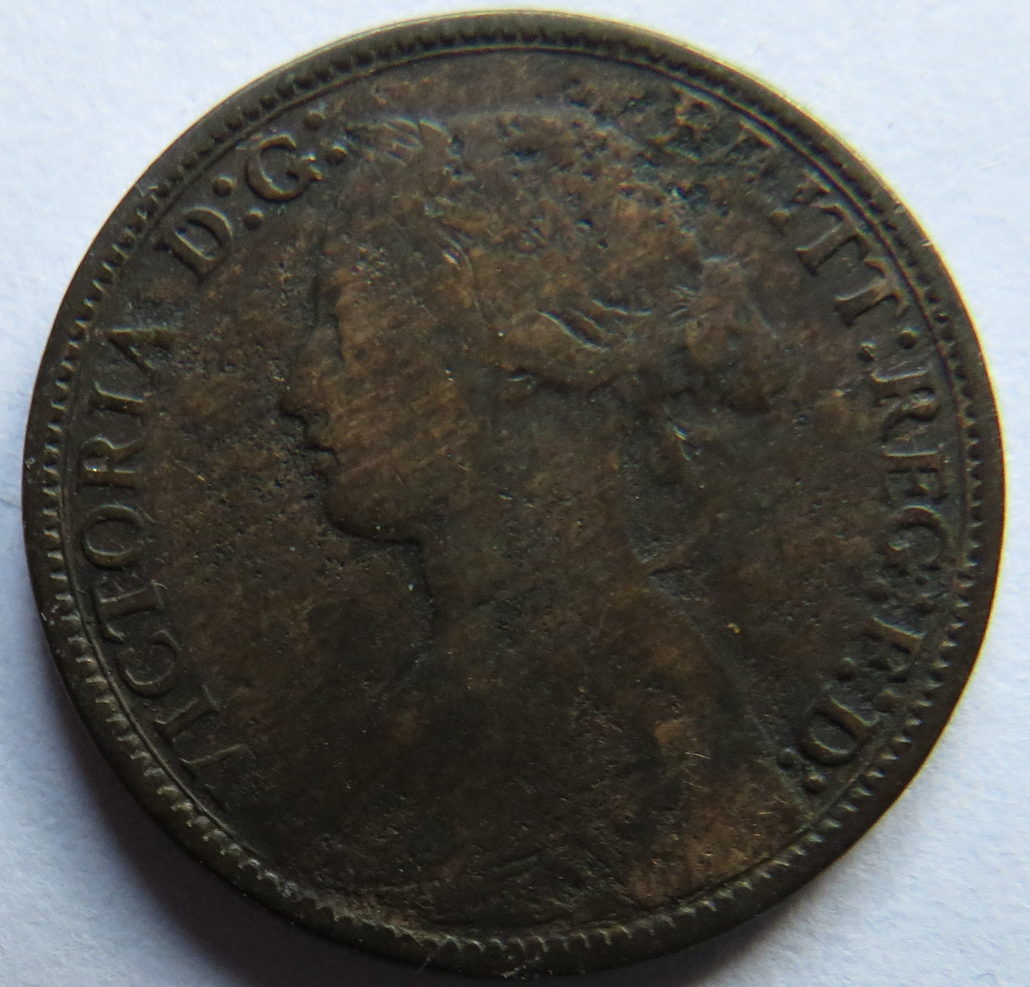 1862 Queen Victoria Bun Head Farthing Coin - Great Britain