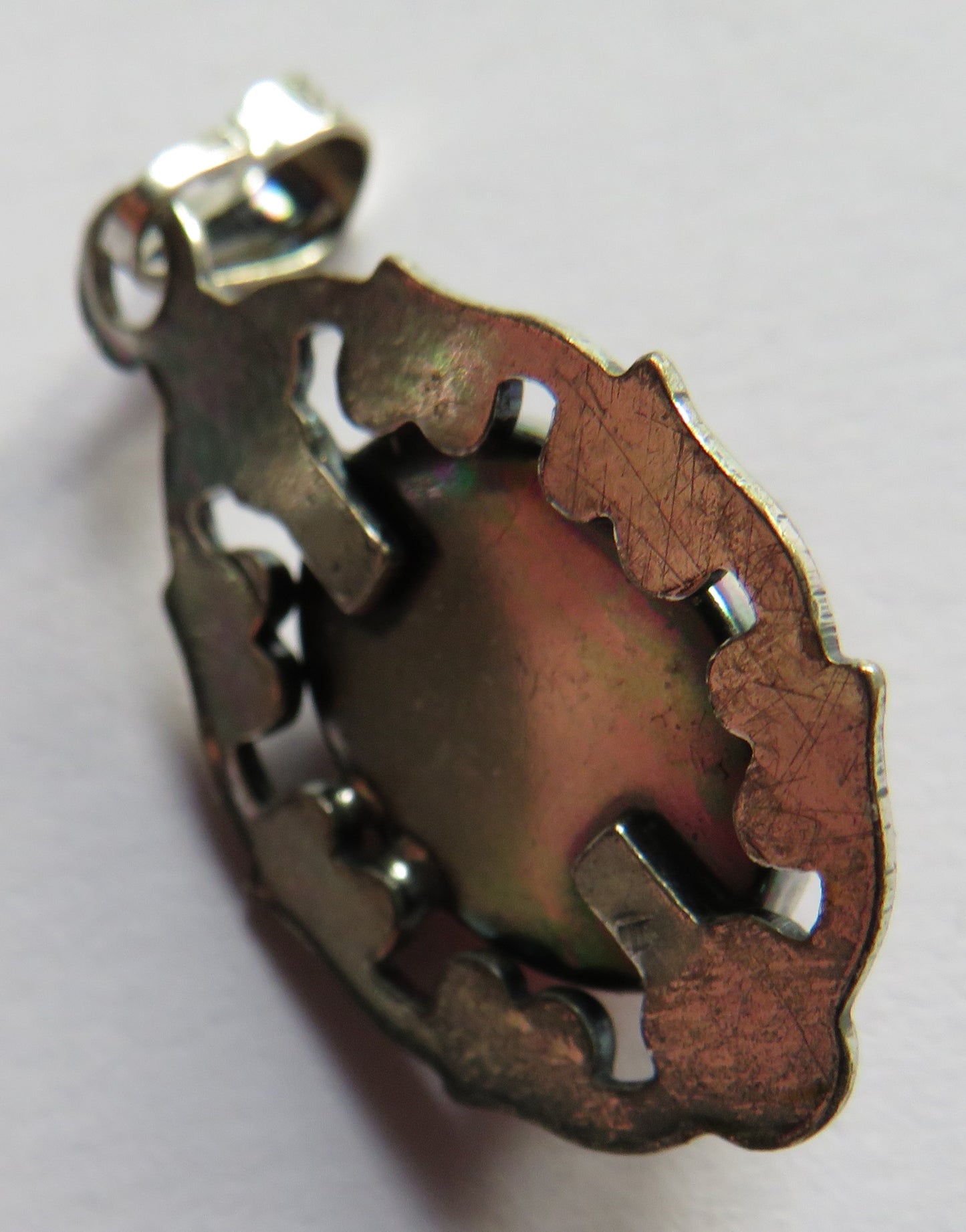 Vintage .835 Silver & Carnelian Stone Continental Pendant