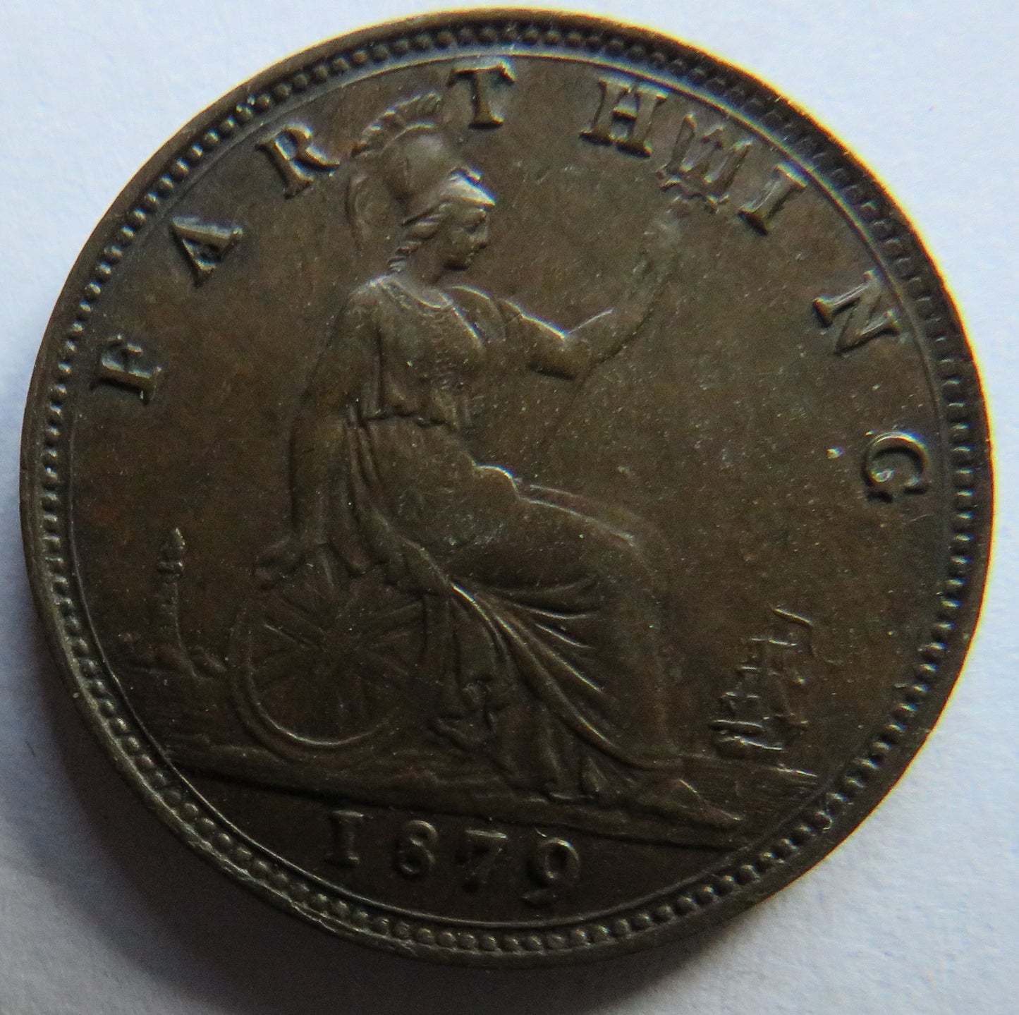1879 Queen Victoria Bun Head Farthing Coin - Great Britain