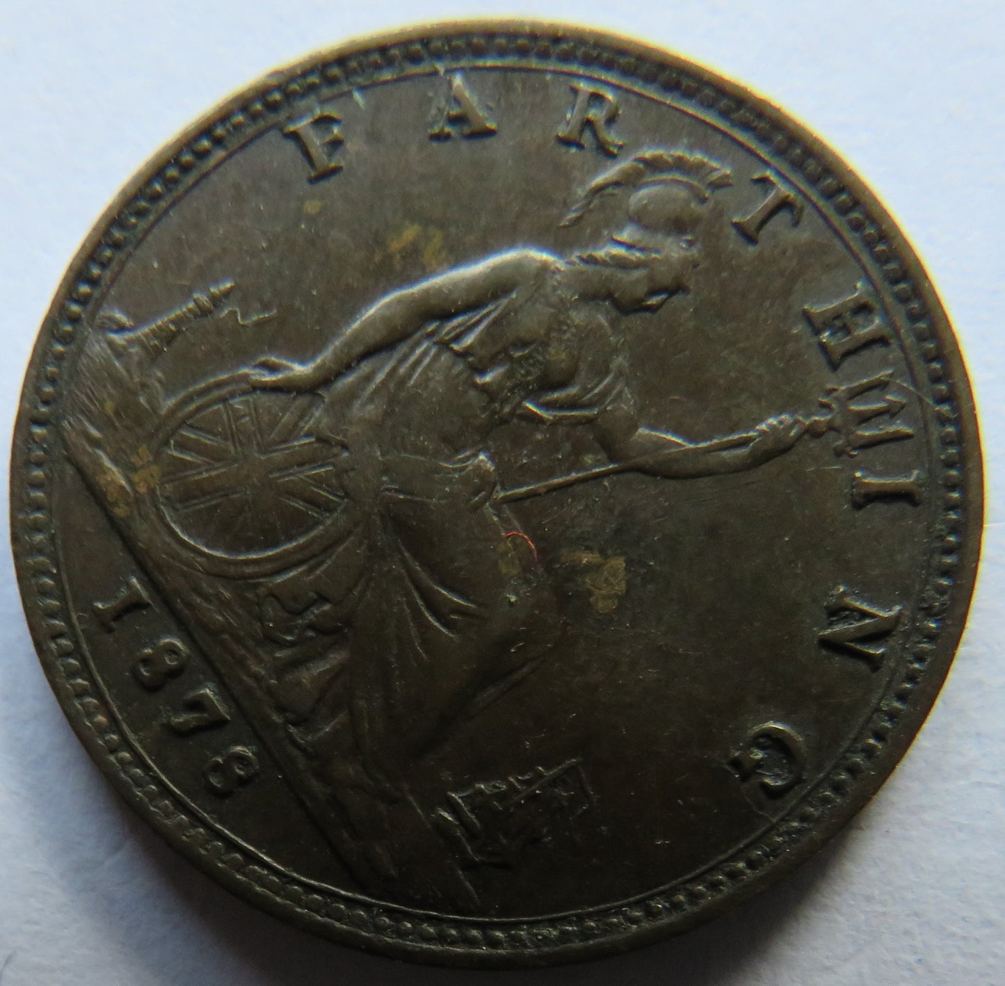 1878 Queen Victoria Bun Head Farthing Coin - Great Britain