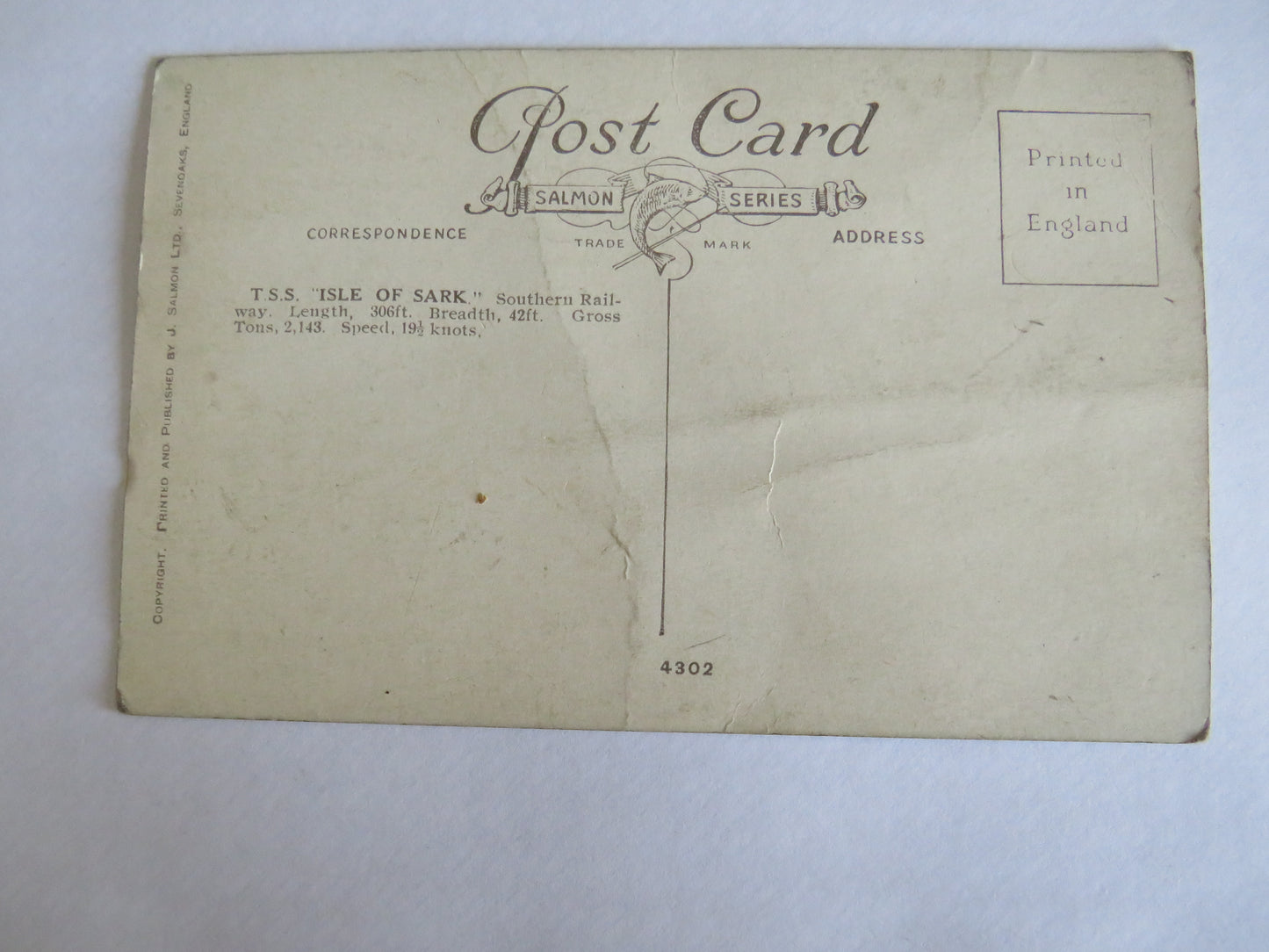 Vintage Postcard of T.S.S. "Isle of Sark"