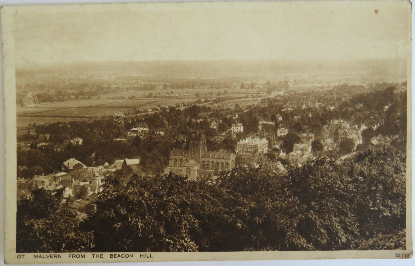 Vintage Postcard of Gt. Malvern From The Beacon Hill