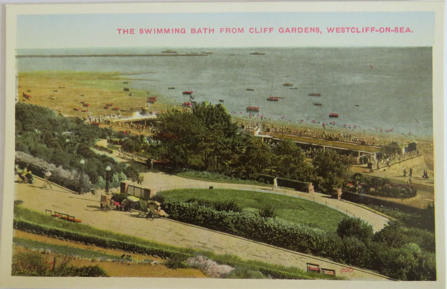 Vintage Postcard of The Swimming Bath From Cliff Gardens, Westcliff-On-Sea