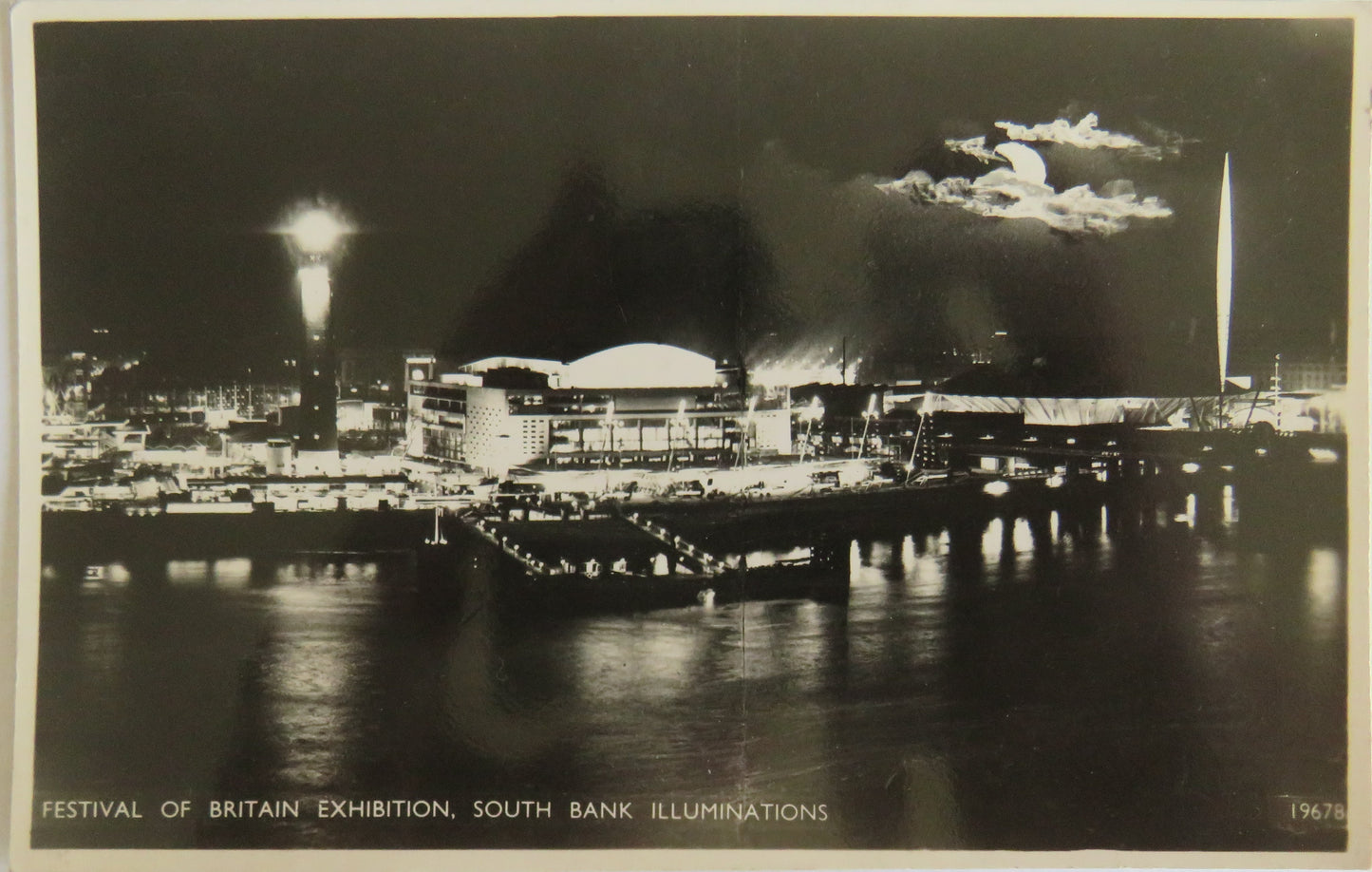 Vintage Postcard of Festival of Britain Exhibition, South Bank Illuminations