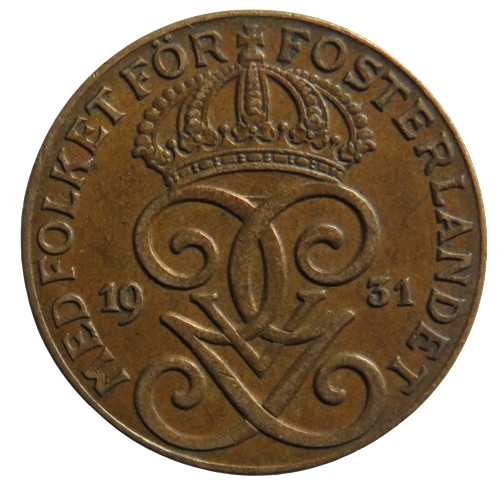 1931 Sweden 2 Ore Coin