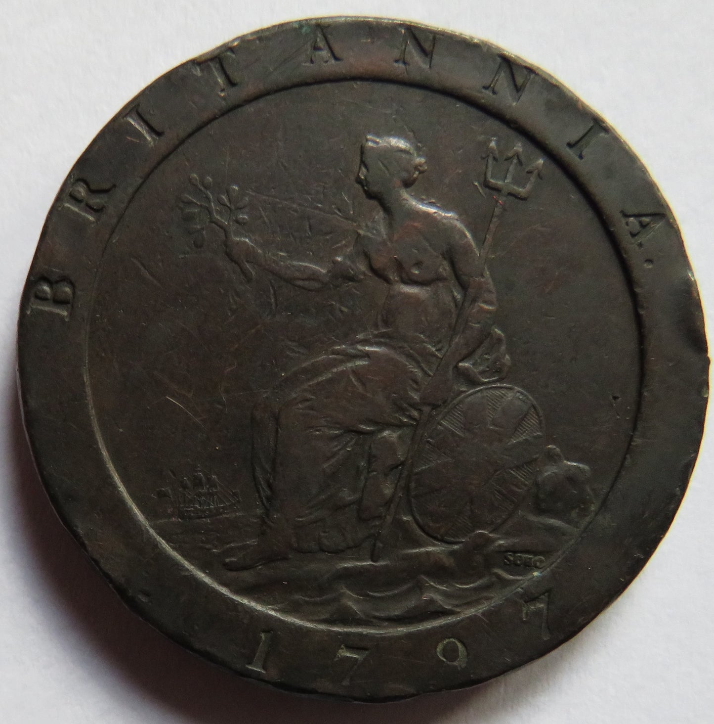 1797 King George III Cartwheel One Penny Coin Scratching