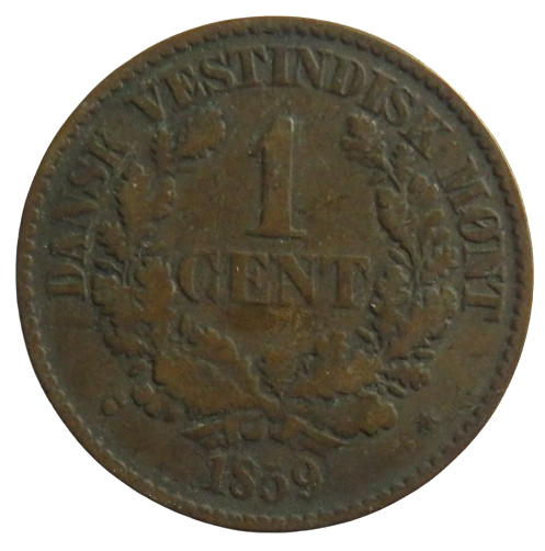 1859 Danish West Indies One Cent Coin