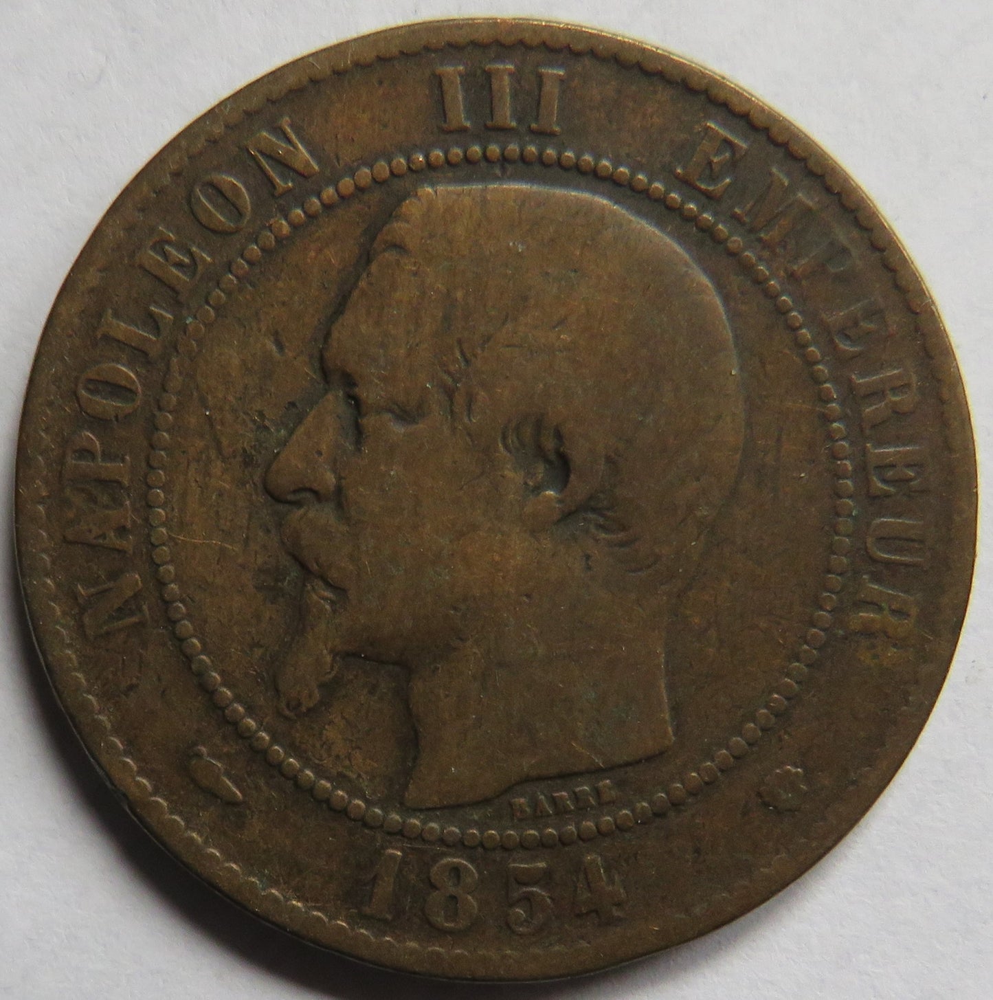 1854-MA France Napoleon III 10 Centimes Coin