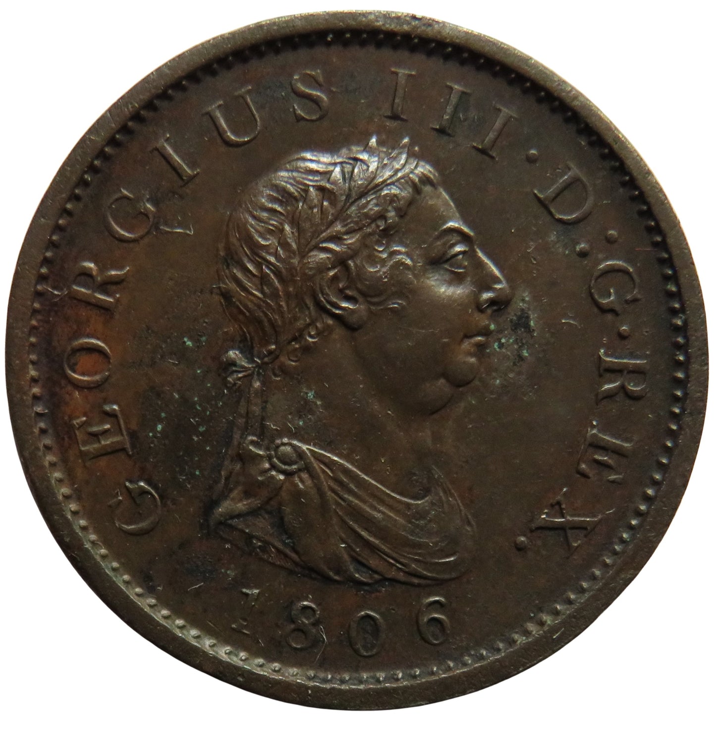 1806 King George III One Penny Coin Excellent Detail - Great Britain