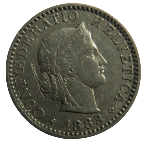 1883 Switzerland 20 Rappen Coin