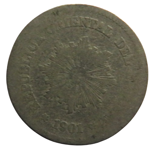 1901 Uruguay 5 Centesimos Coin