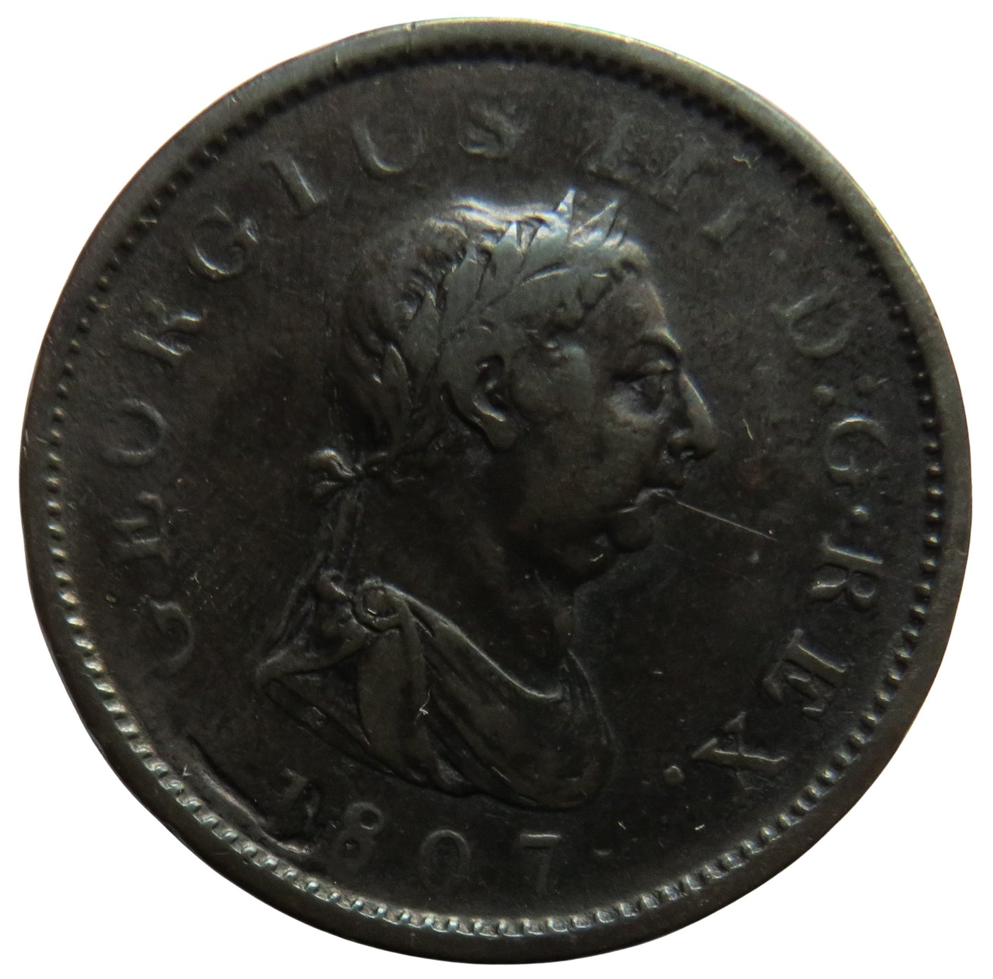 1807 King George III One Penny Coin - Great Britain