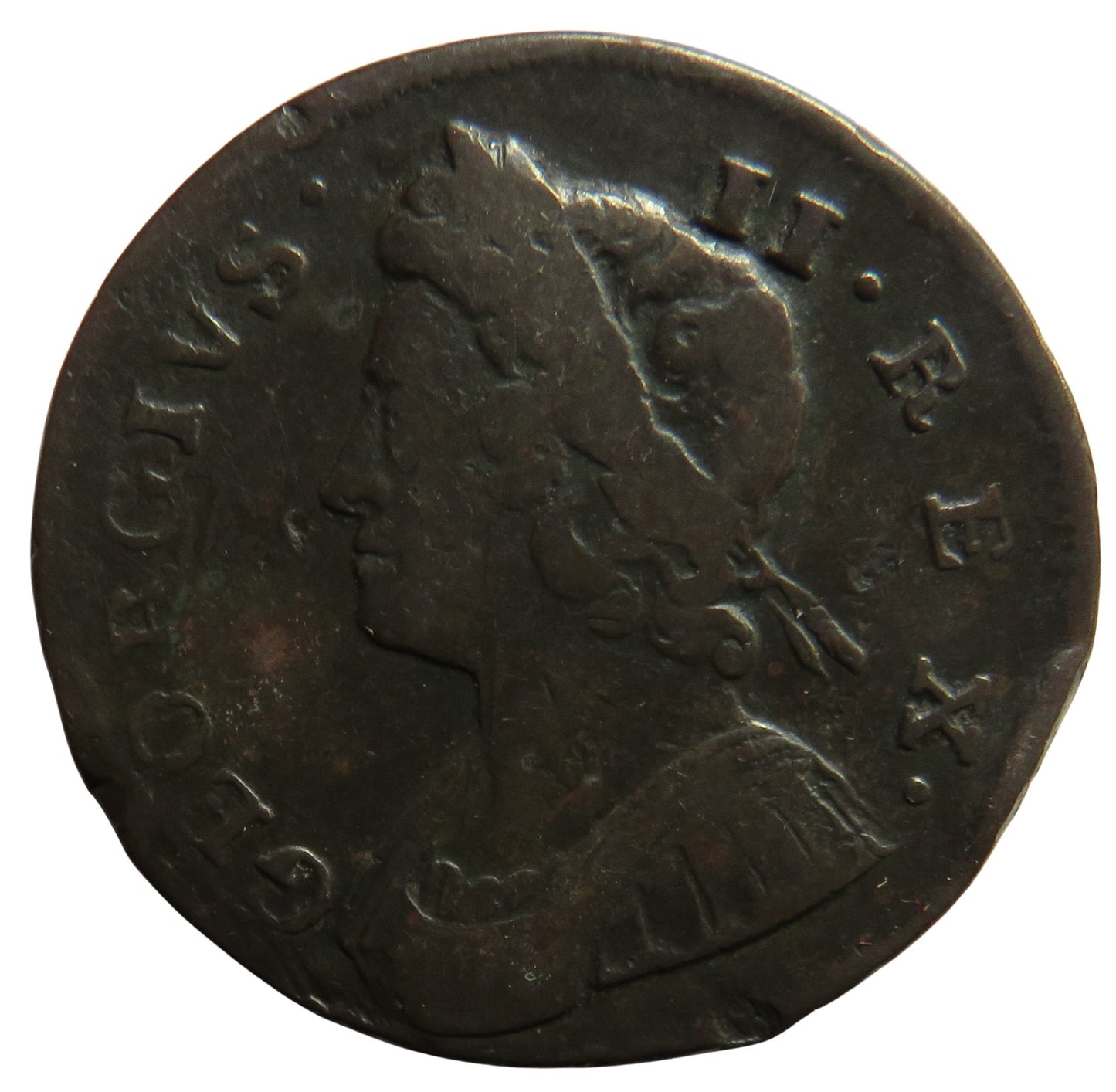 1738 King George II Halfpenny Coin - Great Britain