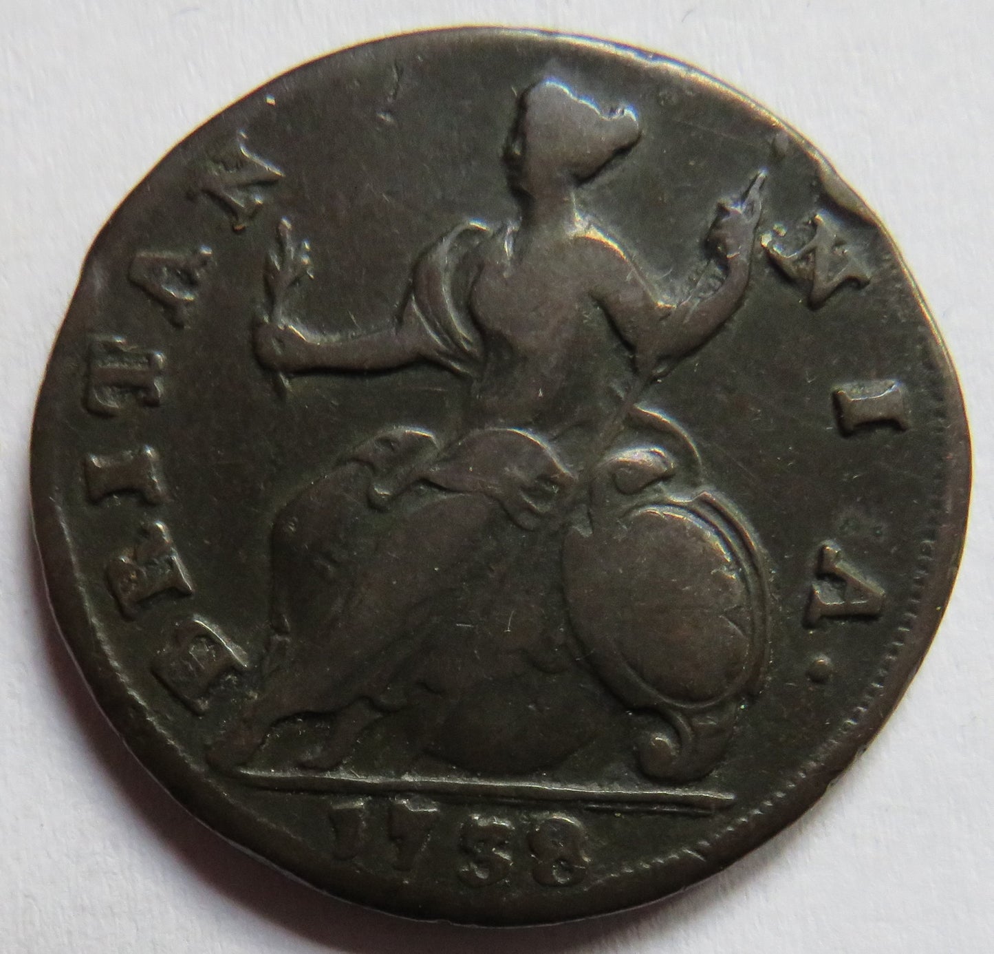 1738 King George II Halfpenny Coin - Great Britain