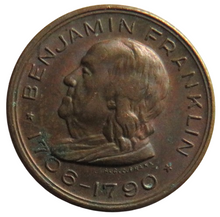 Load image into Gallery viewer, 1706-1790 Benjamin Franklin Memorial Souvenir Medal / Token

