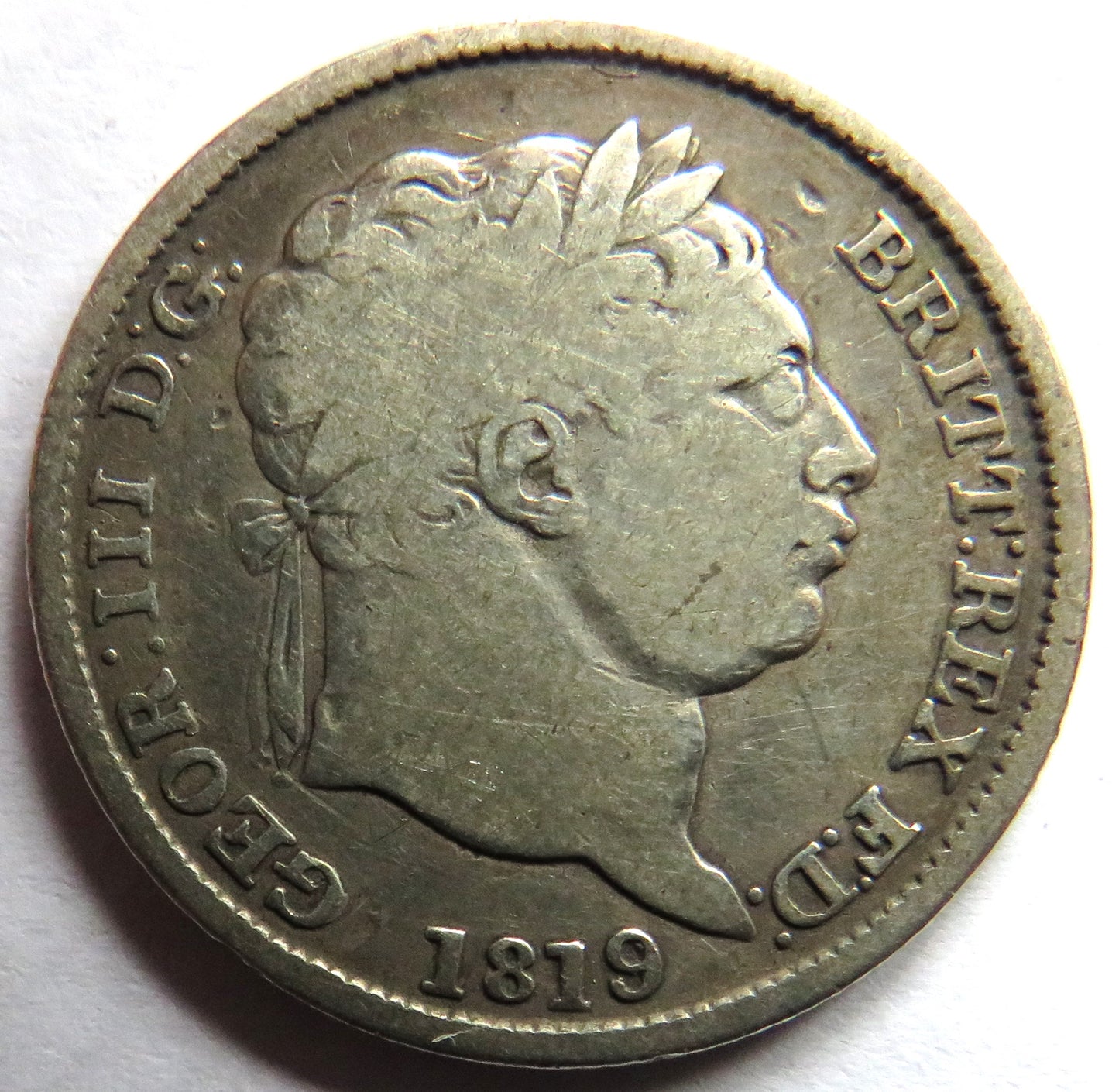 1819 King George III Silver Shilling Coin - Great Britain