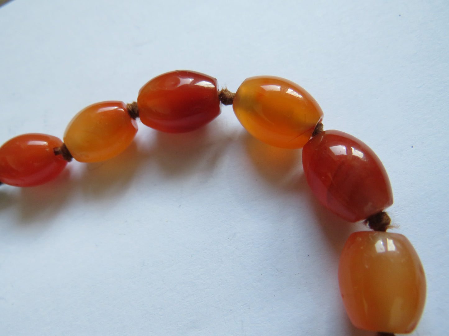Vintage Ladies Carnelian Bead Necklace Hand Tied