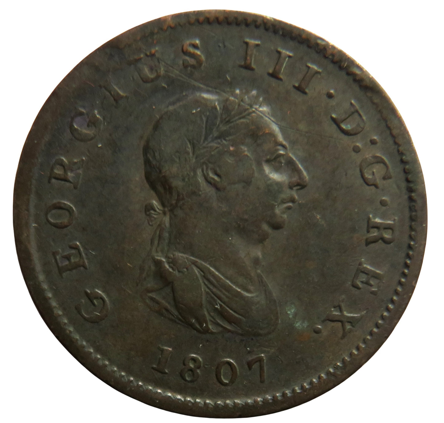 1807 King George III Halfpenny Coin - Great Britain