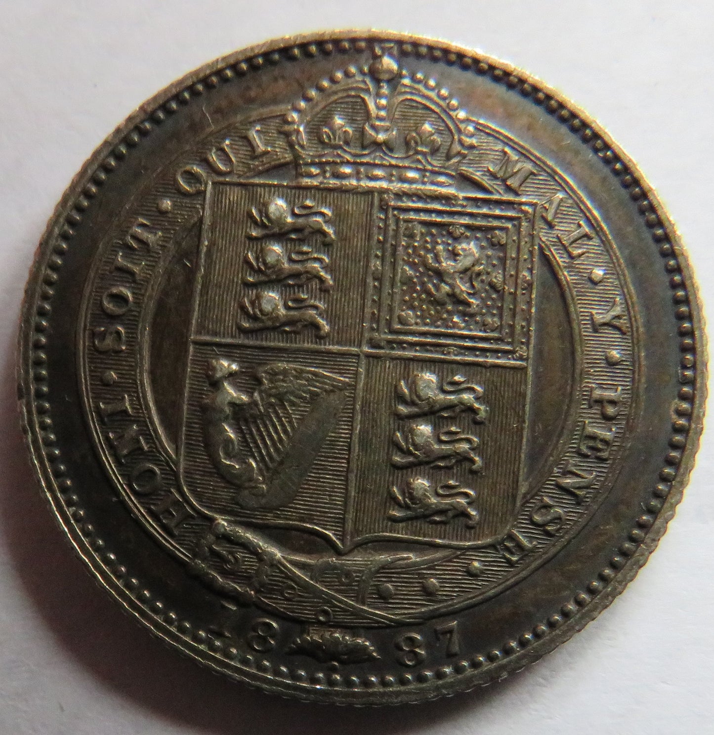 1887 Queen Victoria Jubilee Head Silver Shilling Coin - Great Britain