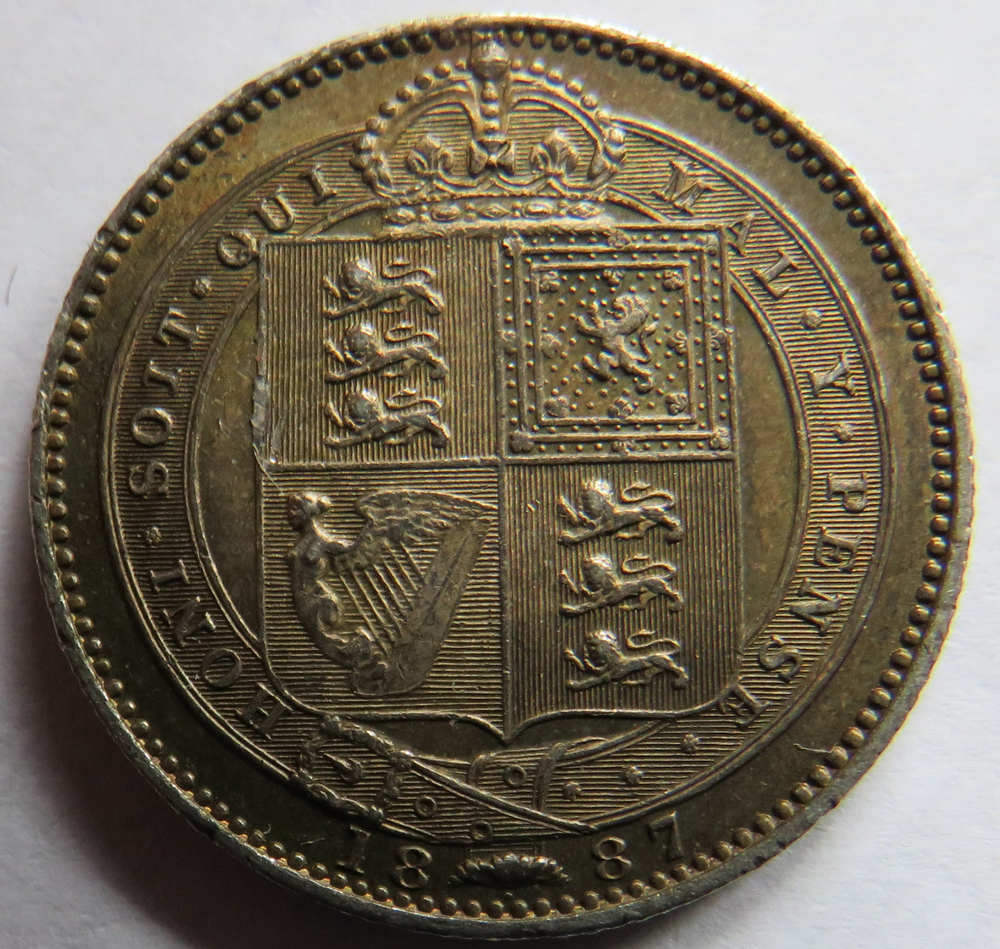 1887 Queen Victoria Jubilee Head Silver Shilling Coin - Great Britain
