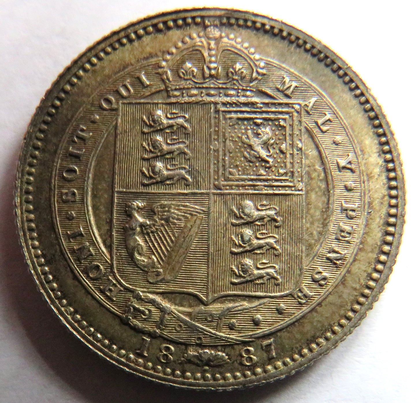 1887 Queen Victoria Jubilee Head Silver Shilling Coin - Great Britain