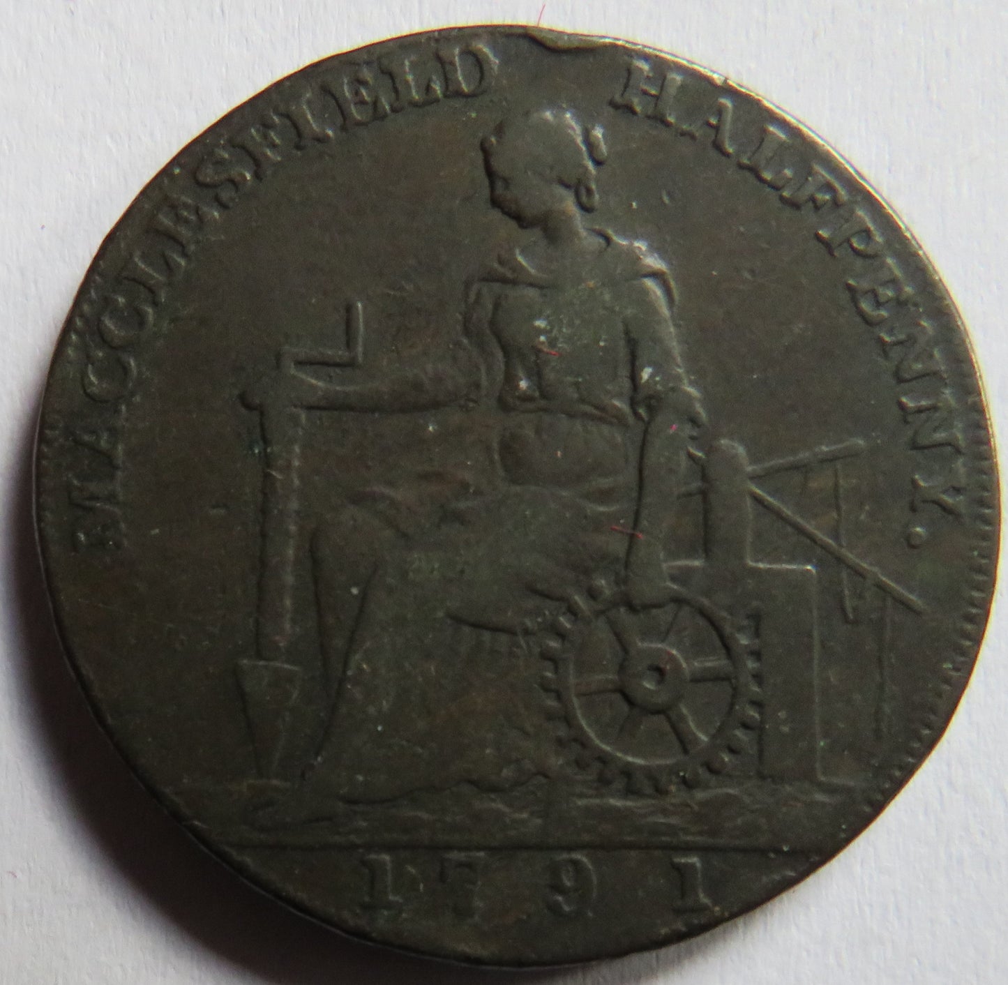 1791 Macclesfield Halfpenny Token - Charles Roe Copper Works