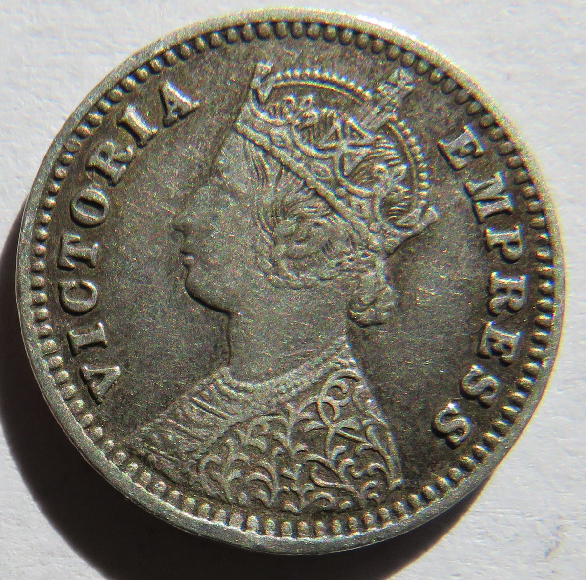 1889 Queen Victoria India Silver 2 Annas Coin